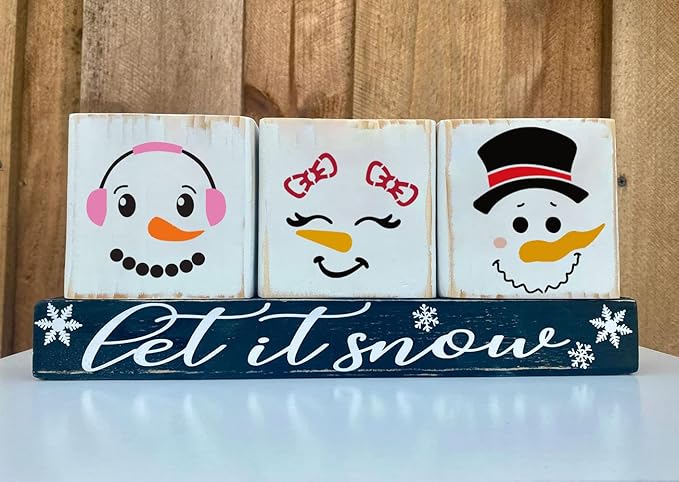 Snowman Face Stencils for Painting,3” Christmas Stencils for Crafts Xmas Holiday Stencil for Wood Slice,Christmas Tree,Mantel Shelf,Window Decor