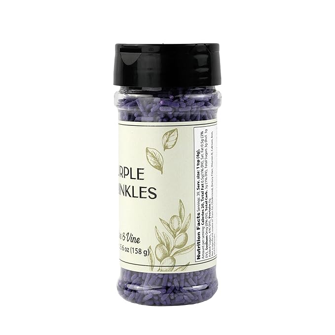 Olive & Vine Purple Sprinkles, Sweet Flavor, For Baking & Desserts, Rich Tradition, Authentic Taste, For Global Recipes (5.6 Ounce)
