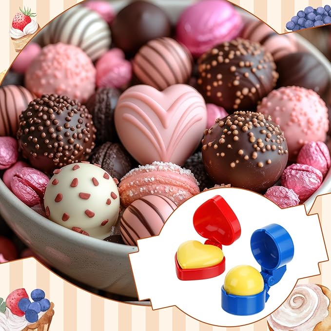 Large-sized 2 Pcs Round and Heart Cake Pop Mold Press Set, Sphere and Heart Cake Pop Cutter and Pusher, Baking Tools Accessories for Home Baking, Birthday Parties, Wedding Desserts