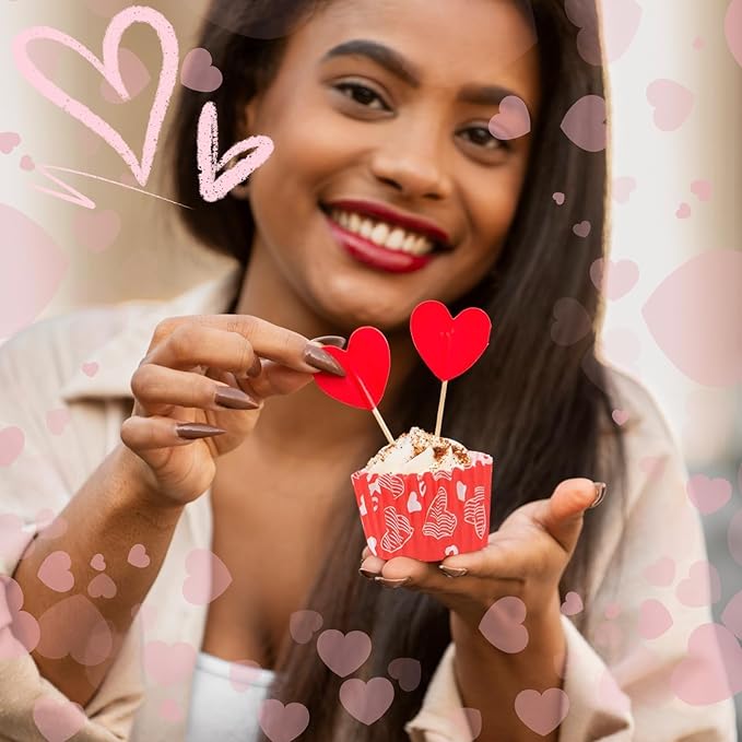 600 Pack Valentines Cupcake Liners Standard Muffin Cupcake Cups Cupcake Wrappers Paper for Wedding Party Decorations Supplies (12 Styles)