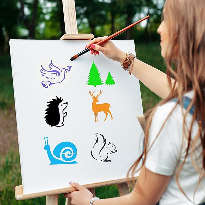 80 Pcs 4 x 4 Inch Stencils for Painting on Wood, Reusable Animal Plastic Stencil DIY Craft Paint Template Set for Wall Home Decor