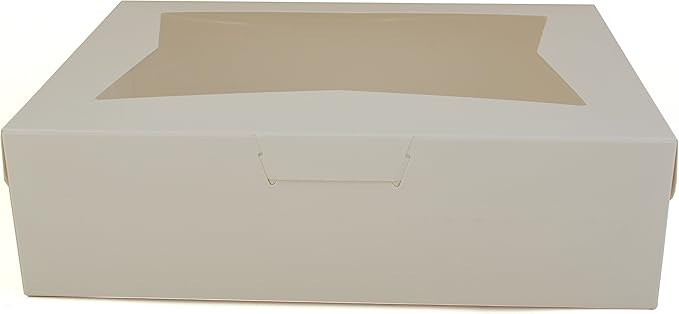 SCT White Window Bakery Boxes with Tuck-in Lid, 10 x 14 x 4, White, Paper, 100/Carton