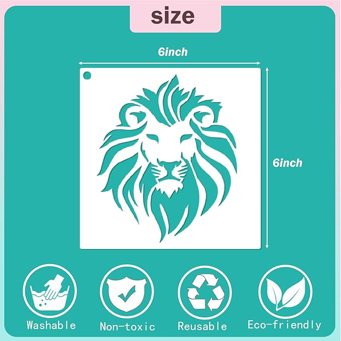 yhslmh Lion Tiger Stencils for Painting on Wood Reusable Animal Spray Paint Stencil for Kids Crafts Canvas Furniture Wall Drawing Card Making Pattern Decorative (Lion Tiger)