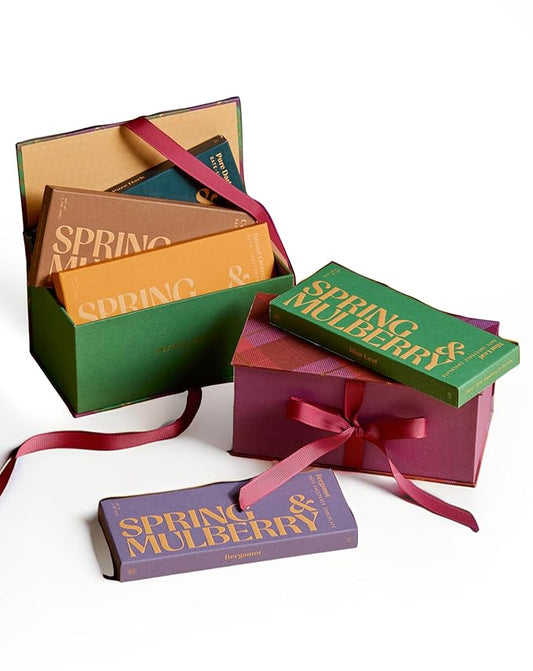 Spring & Mulberry Holiday Dark Chocolate Bars - Refined Sugar Free Dark Chocolate Sweetened w/Dates, Gluten Free Holiday Bars, Vegan Bar Treat - All Bar Gift Set