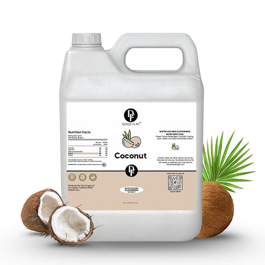 Dolce Flav Coconut Flavoring – 32 oz. – Premium Water-Based Extract for Ice Cream, Desserts, Boba, Beverages & Baked Goods | Ideal for Tropical-Inspired Menus & Commercial Kitchens