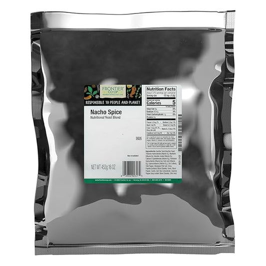 Frontier Co-op Nacho Spice Nutritional Yeast Blend, 1lb Bulk Bag - Bold Umami Cheese Flavor for Popcorn, Fondue, Pasta, Chips, Soups