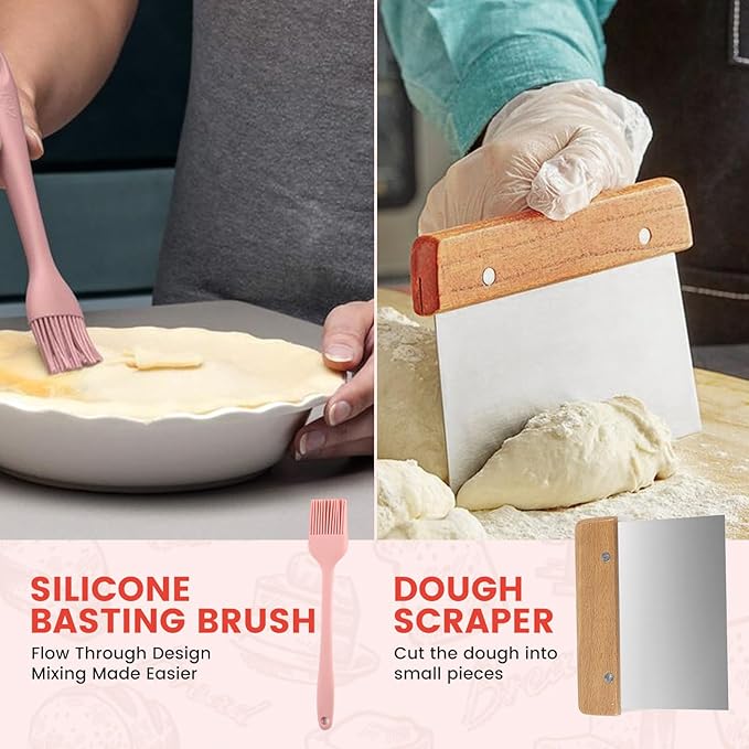 Joyyy Sourdough Starter Kit, Banneton Bread Proofing Basket, 8.5Inch Proofing Basket for Baking, Banneton Bread Baking Gift Set, Sourdough Bread Baking Supplies (Pink)