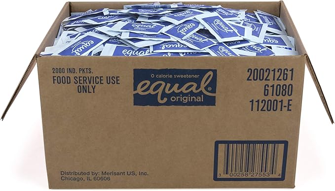 EQUAL 0 Calorie Sweetener, Aspartame and Acesulfame-K Sweetener Packets, Zero Calorie Sugar Alternative, Erythritol Free, 2000 Ct (Pack of 1)