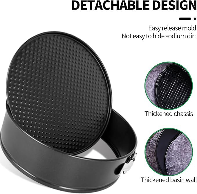 3-Piece Springform Pan Set, 4/7/9 Inch Nonstick Cheesecake Pans with Removable Bottoms, Leakproof Round Baking Pans for Oven, Includes 50 Parchment Paper Liners