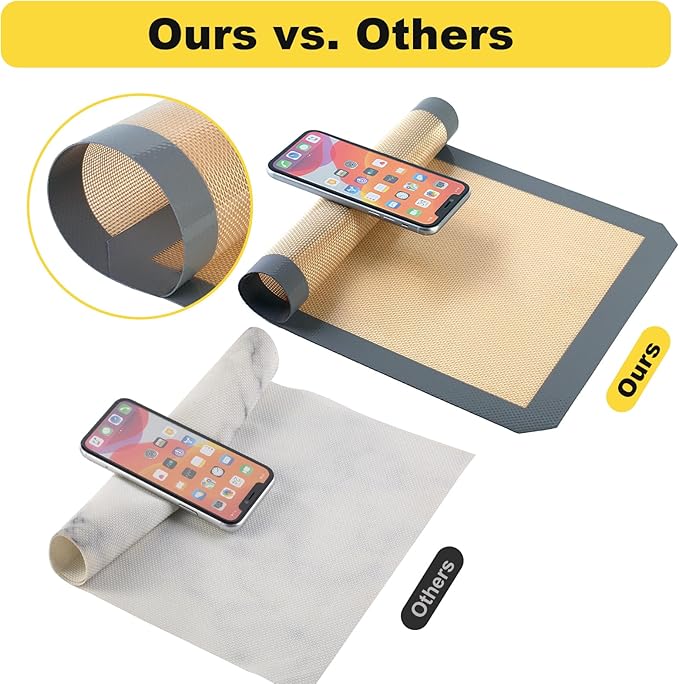 Silicone Baking Mat, 3 Pac Silicone Cookie Sheets for 2 Baking 16.5"L x 11.6"W and 1 Pc 11.81 "L x 8.27"W Reusable Baking Mat - Non-Stick Food Safe，Dark Gray Oven Baking Sheet