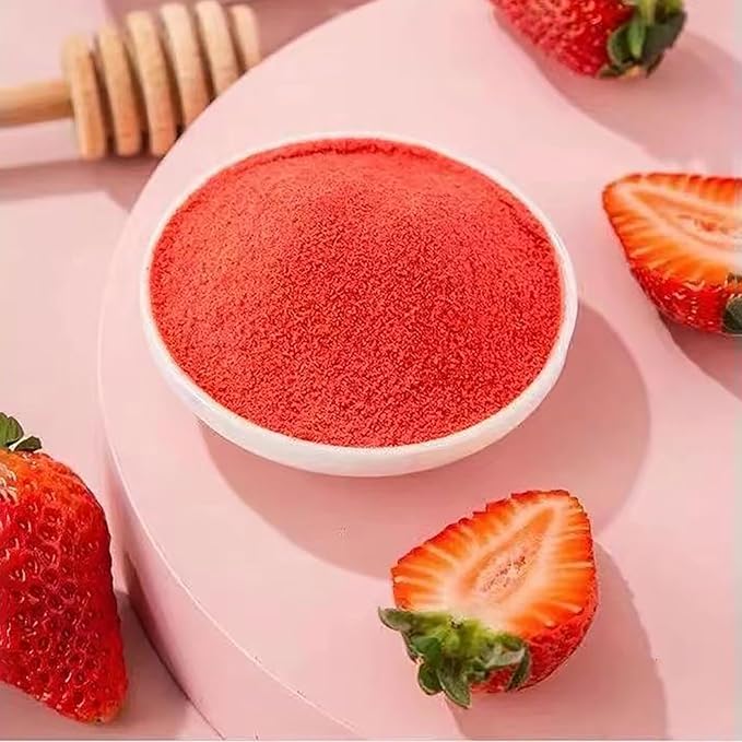 Freeze Dried Strawberries Powder - 1.1 LB | 500g, No Sugar Added | Single Ingredient | Natural Fruit Powder | Family Pack, Strawberry Seasoning for Baking, Smoothies, Drinks