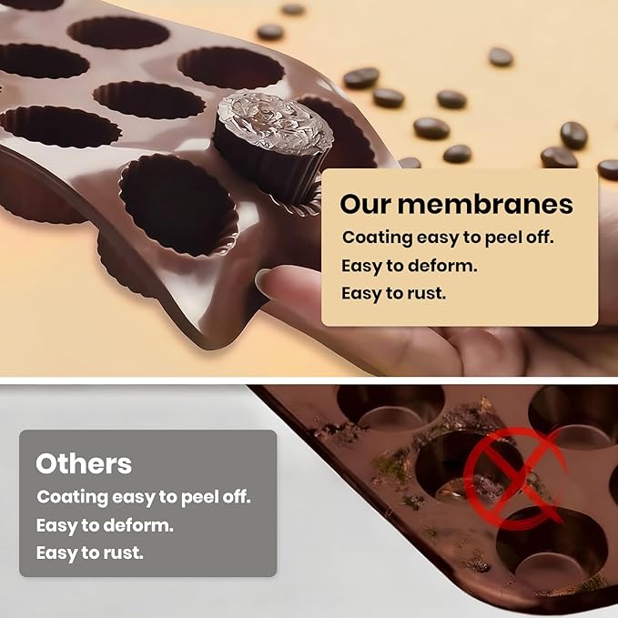 2 PCS Chocolate Molds with Lid,15 Cavity Round Non Stick Baking Silicone Mold for Peanut Butter Cup Jelly Food Grade Candy Truffles Ice Cake Mold,for Decor Party Christmas Birthday Gift