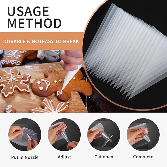 24 Inch Piping Bags Disposable,Thickened 50pcs Large Piping Bags,Anti Burst Extra Large Piping Bags,Food Grade Cake Piping Bags,Tipless Piping Bags for Cake Cupcakes Cookies Frosting