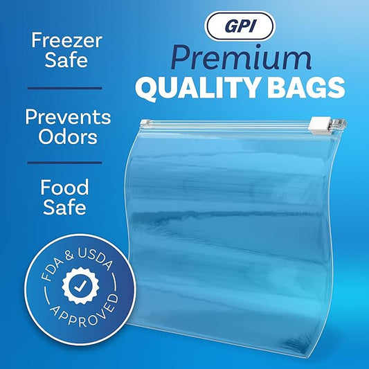 1000 Count - Slider Zip Food Storage Bags, 10" x 7" 3 Mil Heavy Duty, Strong & Durable For Freezer Storage. GPI
