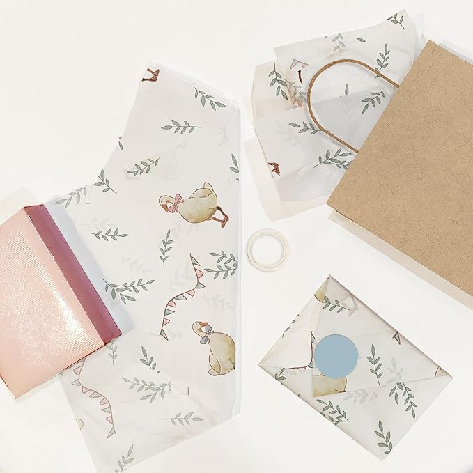 Pro Supply Global Geese Printed Tissue Paper for Gift Bags or Boxes and Wrapping - Baby Shower Bulk Decorative Art Tissue Paper for Packaging and Gifting | 24 Sheets 20" x 30"