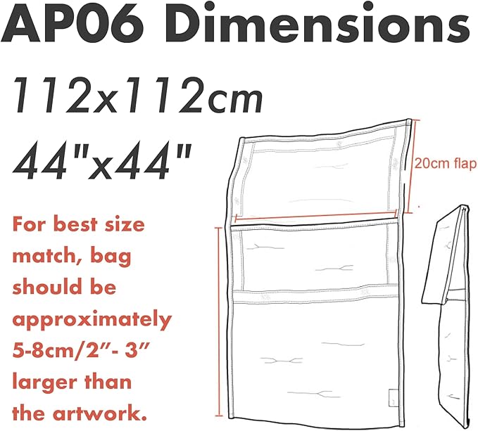 Art Bags (AP06-44 1/2" x 44 1/2") - Strong • Shock-Absorbent • Reusable • Non-Toxic • Waterproof • Acid-Free Lining - Long-Term Art Storage + Art Shipping + Protection Solution