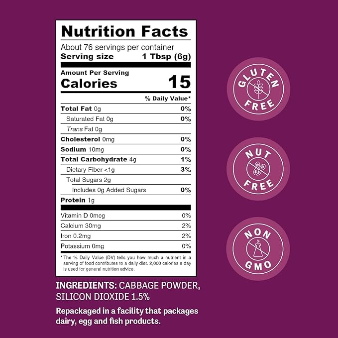 Judee’s Cabbage Powder 1 lb - 100% Non-GMO, Gluten-Free, and Nut-Free - Rich in Nutrients - Great for Baking and Seasoning - Blends Well in Smoothies and Shakes