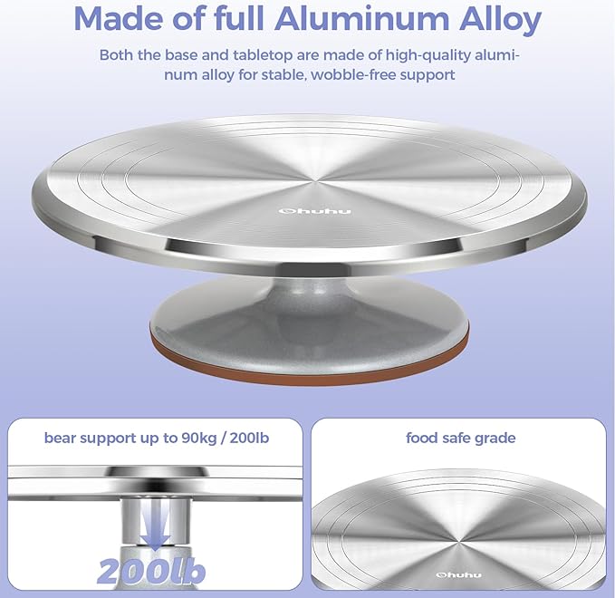 Ohuhu Cake Stand, Aluminium 12''Cake Turntable Decorating Bakery Supplies - BPA-Free Frosting Spinner Rotating Revolving Lazy Susan Christmas Gifts