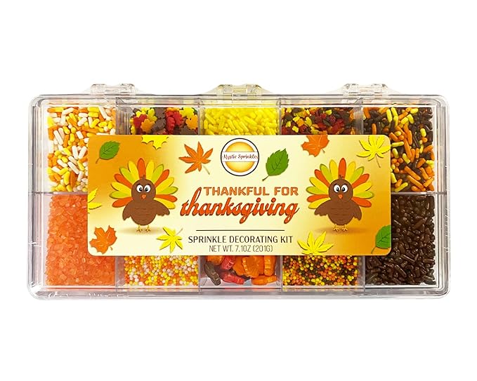 Mystic Sprinkles Autumn/Harvest/Thanksgiving Sprinkle decorating Kits (Thankful For Thanksgiving Sprinkle Decorating Kit 7.1oz)