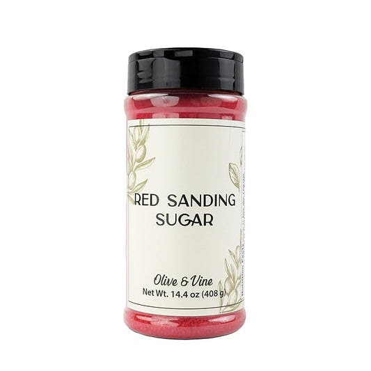Olive & Vine Red Sanding Sugar, Sweet Finish, For Baking & Decorating, Rich Tradition, Authentic Taste, For Global Recipes (14.4 Ounce)