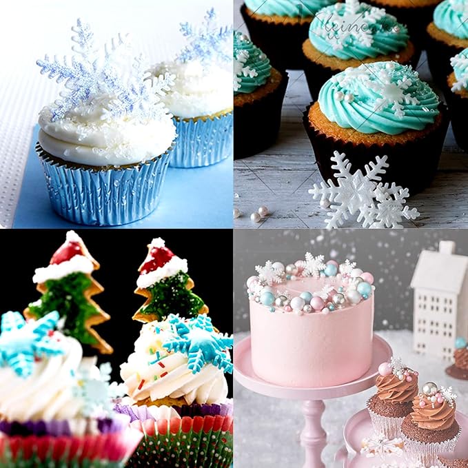 3pcs Snowflake Pattern Plunger Cake Cutter Fondant Cookie Mold Craft DIY Decorating Tools Set