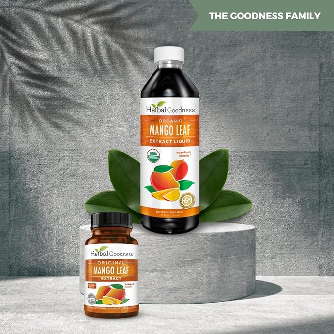 Mango Leaf Extract Liquid Organic - African Mango - Gut, Immunity, Digestive Support, General Wellness - Natural Supplements -12oz btl - Herbal Goodness