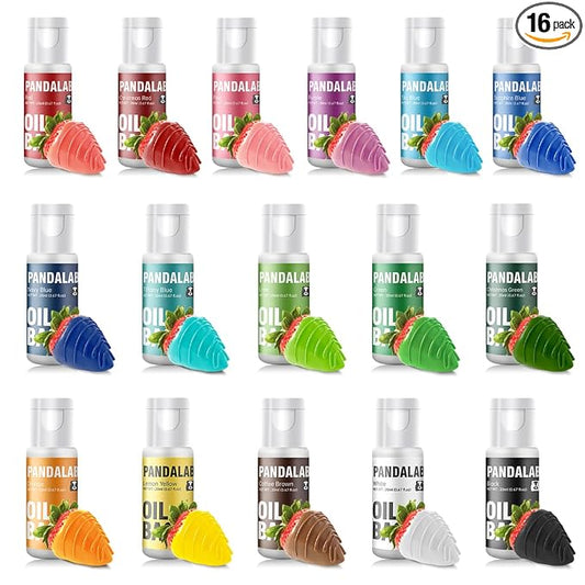 Oil Based Food Coloring Set for Chocolate - 16 colors Vibrant Edible Baking Food Dye for Chocolate, Candy Melts, Fondant, Butter, Meringues, Cookie Icing Frosting, Donut - 0.67 Fl.Oz Bottles