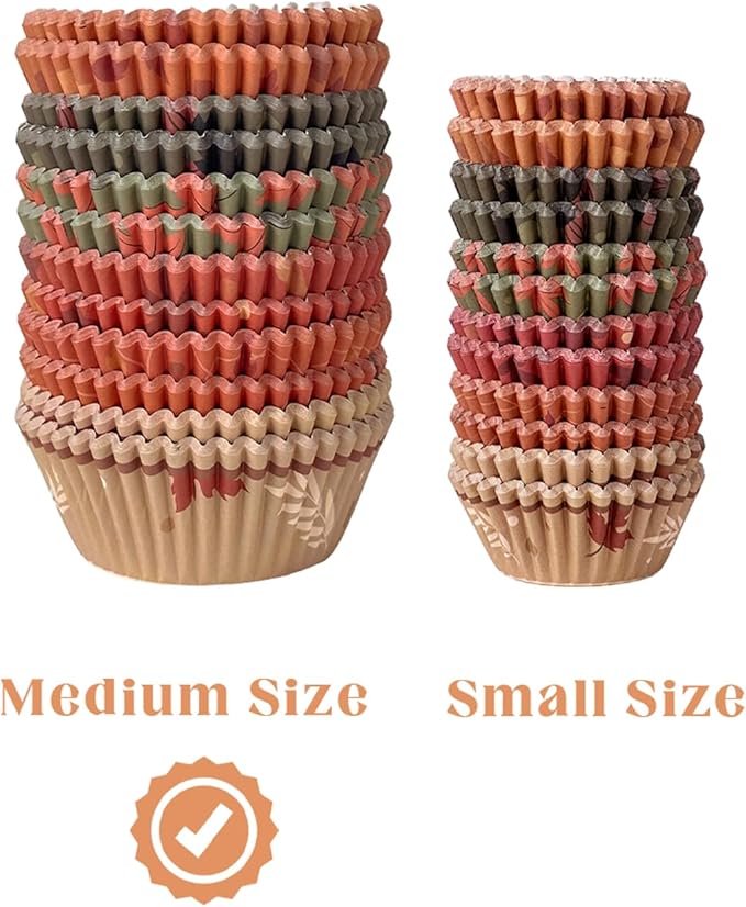 qiqee Cupcake Liners Thanksgiving Turkey Papers Baking Cups Wrappers Fall Muffin Wrappers for Party Candy Cake Decorations Supplies 300-Count 6 Design (Standard)