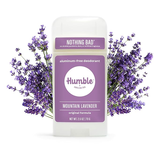 HUMBLE BRANDS Original Formula Aluminum-free Deodorant. Long Lasting Odor Control with Baking Soda and Essential Oils, Mountain Lavender, Pack of 1
