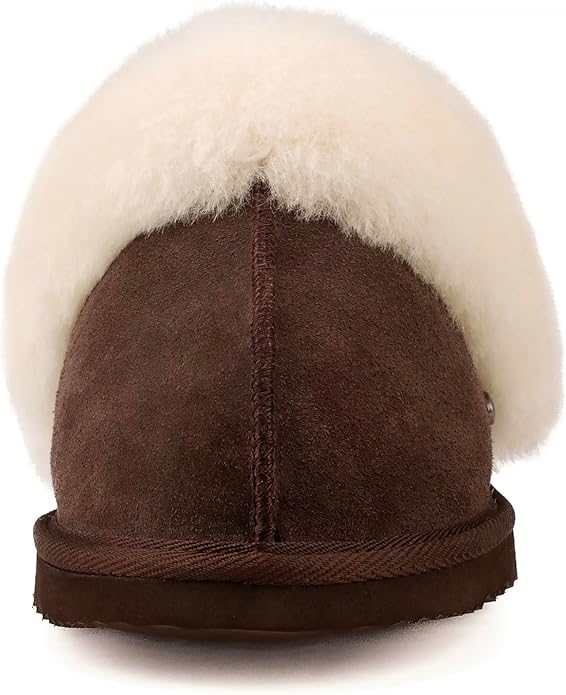 Parfeying Women's Sheepskin House Slippers Indoor Outdoor Shearling Shoes for Women