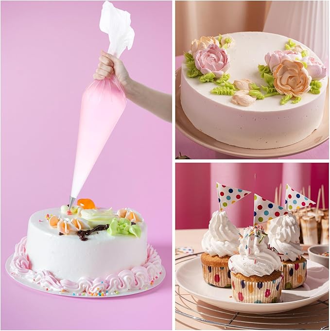 100Pcs 24 Inch Extra Large Piping Bags Disposable, Thickened Disposable Clear Plastic Icing Piping Bags, Food Grade Cake Decorating Bags for Dessert, Pastry, Cookies, Cupcake Decorating