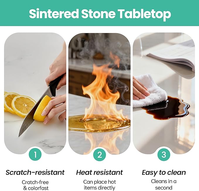 15.7" Lazy Susan Turntable – 360° Sinteredstone Silent Anti-Slip Turntable, Table Top Centerpiece for Kitchen, Pantry, Spice Rack, Refrigerator & Dining Table, White