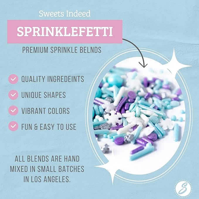 Sweets Indeed Christmas Spinkles, Snowflake Edible Sprinkle Mix, Perfect for Cake Decorations, Baking, Ice Cream, Cookies, Cupcake Topper