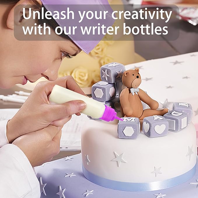 10pcs Squeeze Writer Bottles 30ml/60ml Plastic Icing Bottles Small Easy Squeeze Bottle 1 And 2 Ounce For Cakes Cookie Decorating, Food Coloring, Food DIY & Ice Cream Decoration