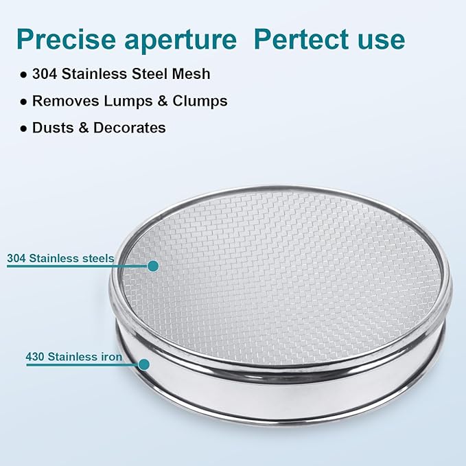 304 Stainless Steel Lab Sieve Screen Mesh, 10 Mesh (2mm) Aperture Test Sieve, 12Inch(30cm) Diameter Economy Standard Analysis Sample Test Sieves for Industrial Laboratory Homes