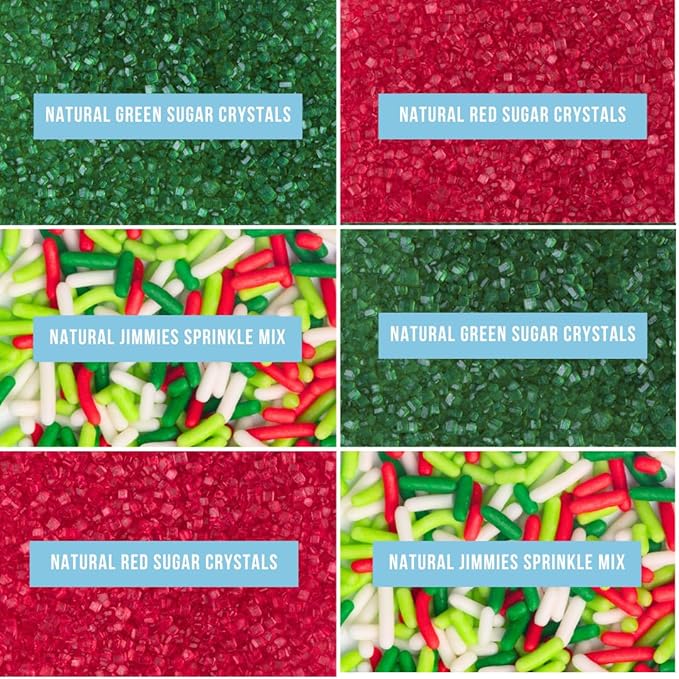 Sweets Indeed Dye Free Christmas Sprinkles – 2.75 oz 6-Cell Holiday Jar | Red Sanding Sugar, Green Sanding Sugar & Christmas Jimmies | Natural Edible Cookie, Cupcake & Cake Decorations