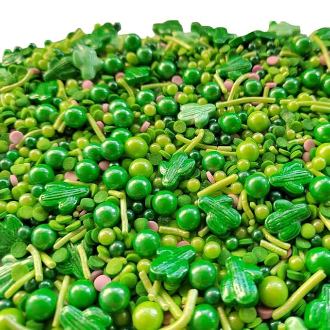 Homankit Cactus Sprinkles Green Edible Cookie Decorations Baking Cake Cupcake Topper Decoration 3.35 Ounce