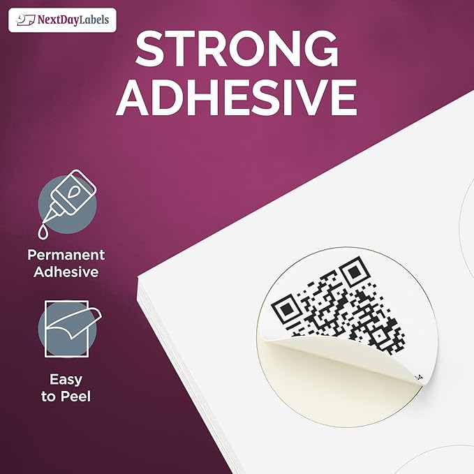 NextDayLabels - 2 Inch Round Circle Stickers - Matte White Blank Laser/Inkjet Printer Labels (300 Labels, 25 Sheets, 12 Per Sheet)
