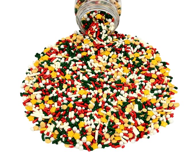 Mystic Sprinkles Christmas Holiday Sprinkle Mixes (A Classic Christmas in Gold Sprinkle Mix 3.4oz)