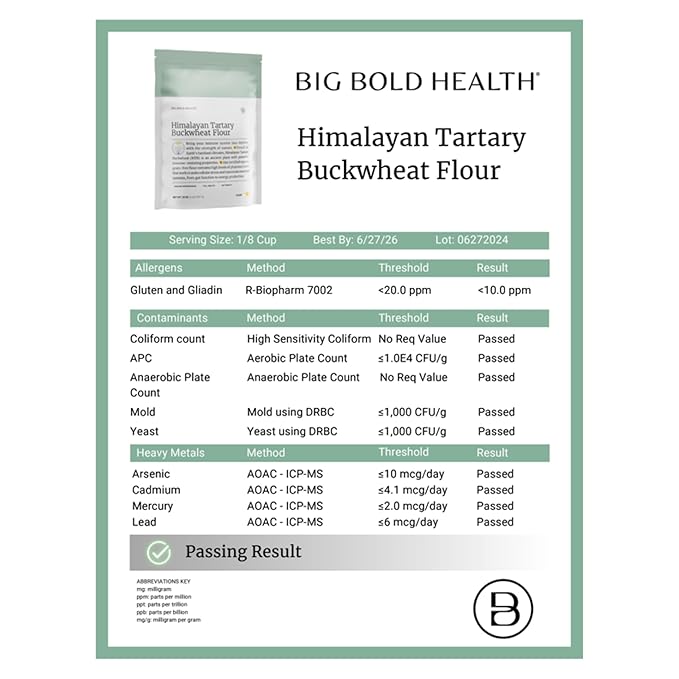 BIG BOLD HEALTH Himalayan Tartary Buckwheat Organic Gluten Free Flour | 100+ Immune-Active Nutrients | 100% USDA Organic Grain-Free Flour | Non-GMO | USA Grown (2lb)