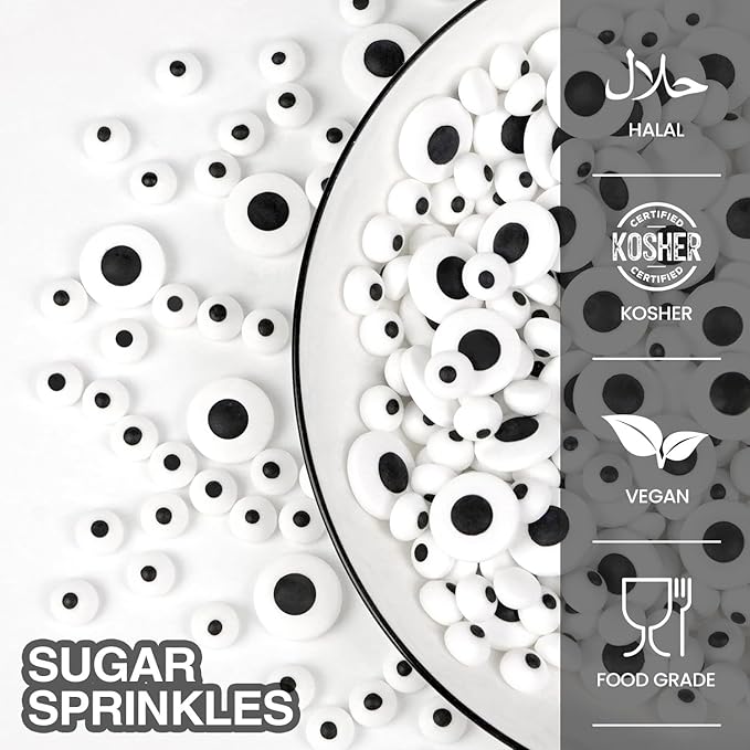 Edible Candy Eyeball Sprinkles, Googly Eyes Sprinkles for Cake Decorating, Baking, Cupcake, Cake Decorations, Cookies Toppings, 150g/5.29oz, Party, Holiday, Christmas Supplies