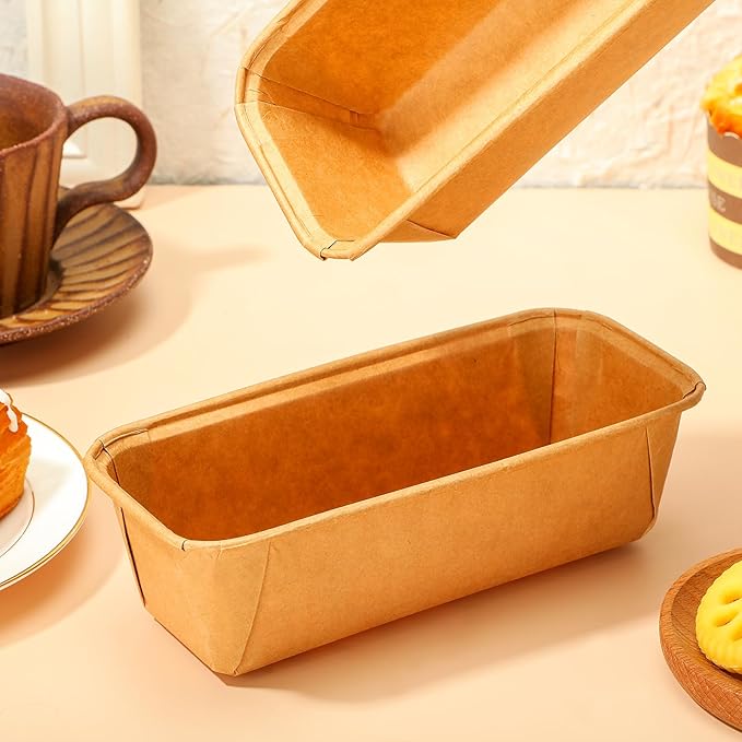 Mifoci 25 Pcs Paper Loaf Pans for Baking Disposable Bread Baking Pans Easy Kraft Paper Tart Mold for Microwave Freezer Oven Safe Display Pie Cake Muffin Pizza Kitchen Supply(Rectangle)