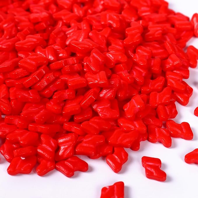Christmas Red Socks Sprinkles for Cake Decorating, Red Sprinkles Perfect for Cupcake Toppers Wedding Party Valentines Halloween Christmas Supplies 3.52 Ounce