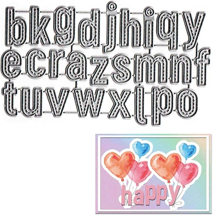 Alphabet Letters Die Cuts for Card Making, Lowercase Letters Cutting Dies Sets 26 Alphabet Words Dies Stencils Embossing Template for Scrapbooking DIY Cards Album Crafts Supplies