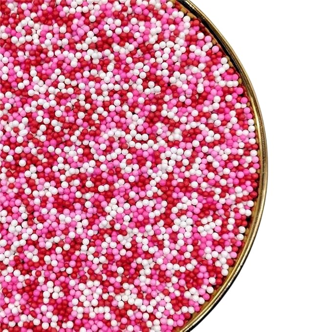 Sprinkles, White Red Pink Edible Pearl Sprinkles for Cake Decorations, Baking Ice Cream, Cookies, Cupcake Topper Edible Pearls Sprinkles - 2mm Matte Sugar Pearls for Cake Decorating 130g/4.6oz 1 Bottle ( 2mm red pink white )