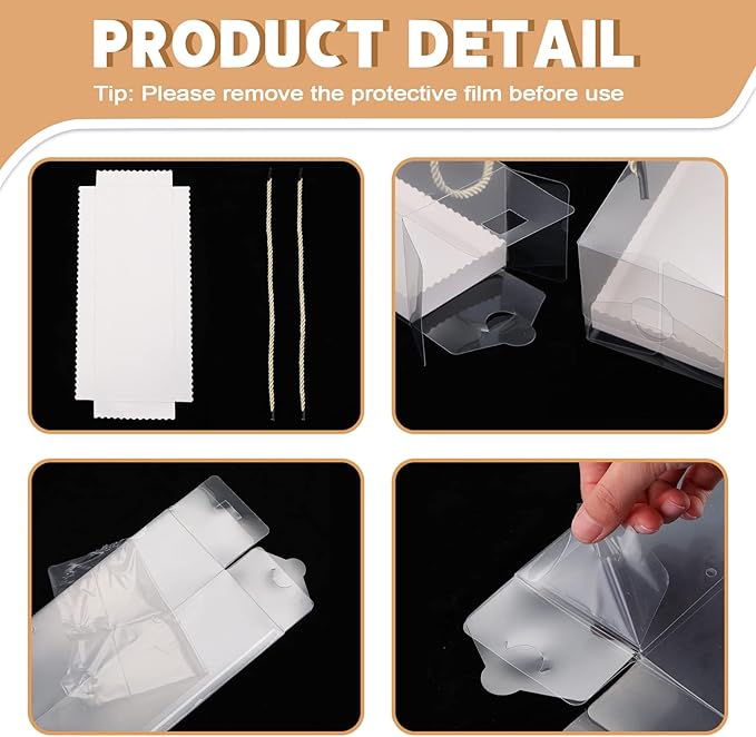 Eaasty 30 Pcs 9 x 3 x 3 Inch Clear Cupcake Boxes with Handles Portable Gable Boxes Paperboard Plastic Rectangular Cupcake Containers Dessert Cookies Bakery Gift Containers for Christmas Party