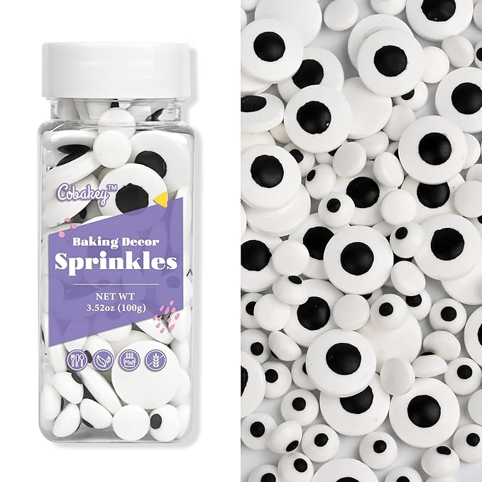 Eyeball Sprinkles for Cake Decorating, Eyeball Candy Sprinkles Perfect for Cupcake Toppers Wedding Party Valentines Halloween Christmas Supplies 3.52 Ounce
