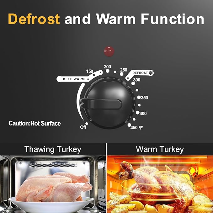 Sunvivi 24 Quart Electric Roaster Oven Turkey Roaster with Lid Electric Roasters with Removable Pan Large Roaster,Visible & Self-basting Lid, Fast Heating & Thaw/warming Setting,Black