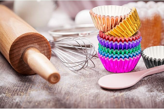 Sumind 400 Pieces Mini Foil Cupcake Liners Baking Cups, Metallic Cupcake Liner for Holiday Baking Muffin and Cupcakes(10 Colors)