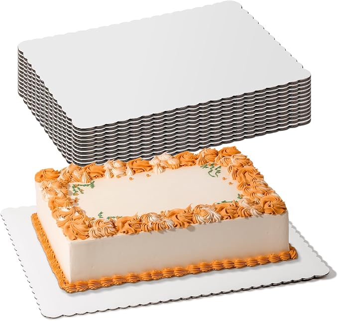 Fit Meal Prep [20 Pack 19x14 Rectangle Cake Boards White Cardboard Cake Base, Half Sheet Disposable, Desserts and Pastries Food Bottoms, Grease Proof and Moisture Resistant